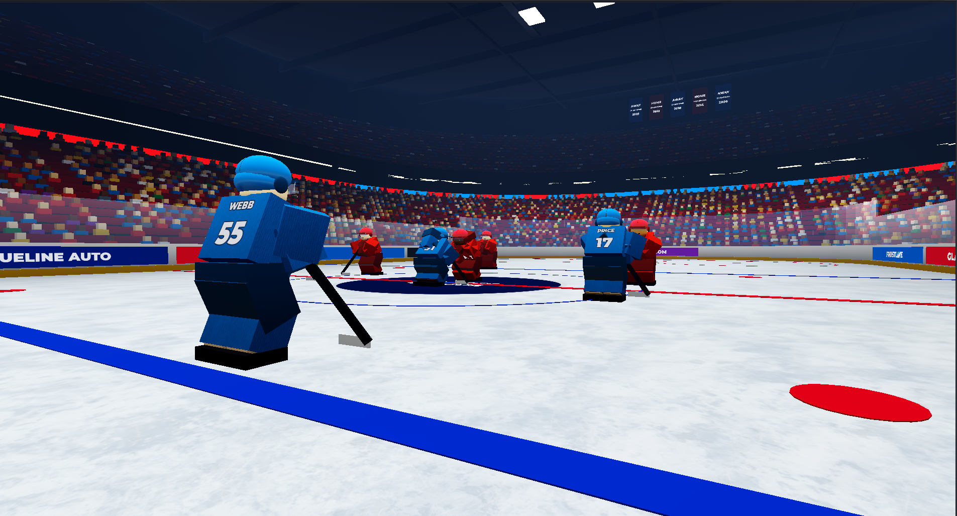 Players lined up for a faceoff